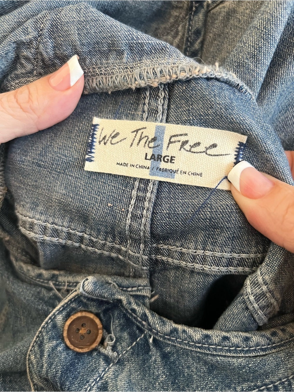 NWT Free People Memphis Medium Wash Denim Button-Front Shortalls - Picture 10 of 10